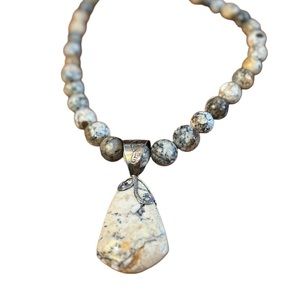 Gorgeous Natural Stone and Silver Necklace with Large Stone Charm